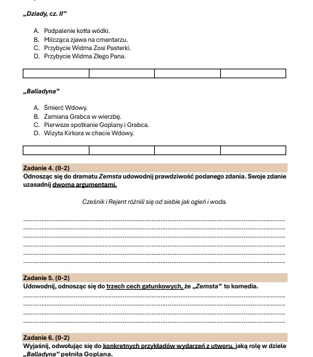 Zestaw lekturowy "Dziady, cz. II"