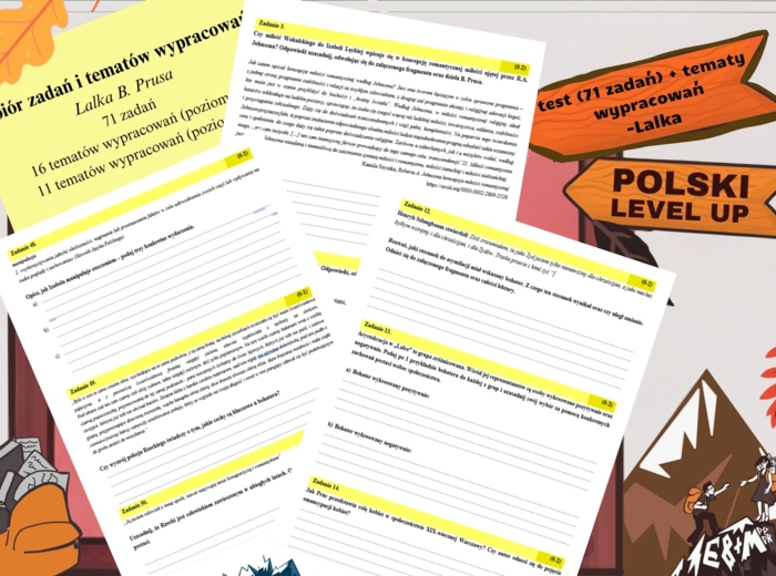 Test (71 zadań+ podpunkty+tematy wypracowań P +R)_Lalka_Polski Level Up