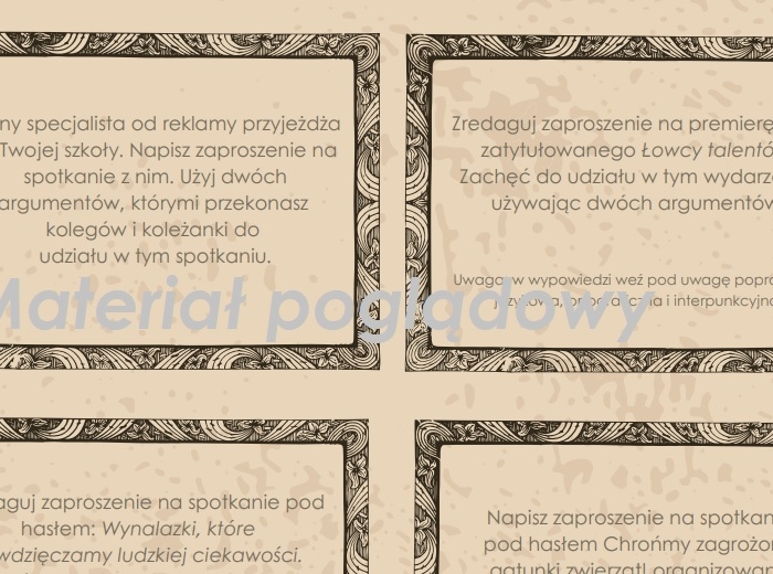 Zaproszenie i ogłoszenie - tematy na egzamin ósmoklasisty