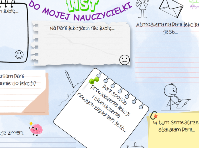List do mojej nauczycielki - narzędzia pomiaru dydaktycznego, ankieta, ocena nauczyciela