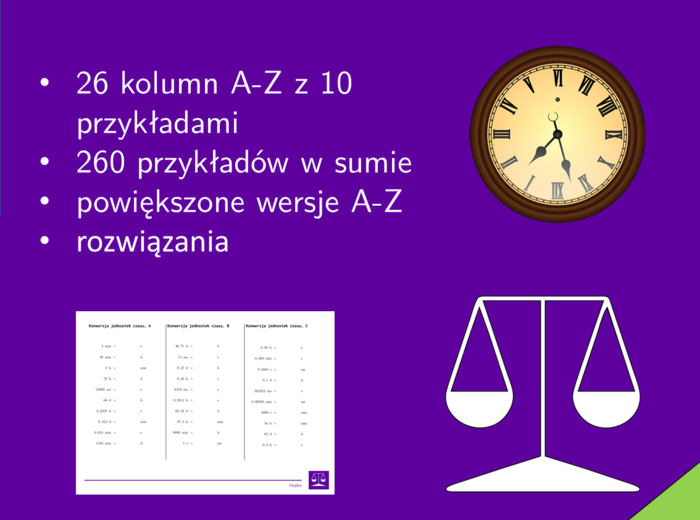 Konwersja jednostek czasu | matematyka | 26 kolumn