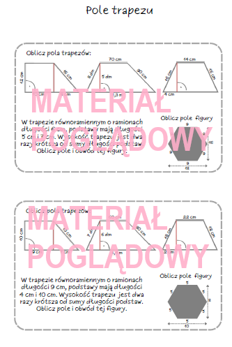 Szybkie karteczki - pola figur klasa 4, 5, 6, 7, 8