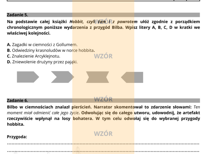 Hobbit - czytanie ze zrozumieniem