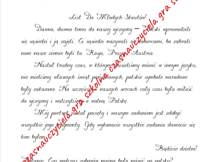 Podróż do niepodległości - gra szkolna klasy I-III