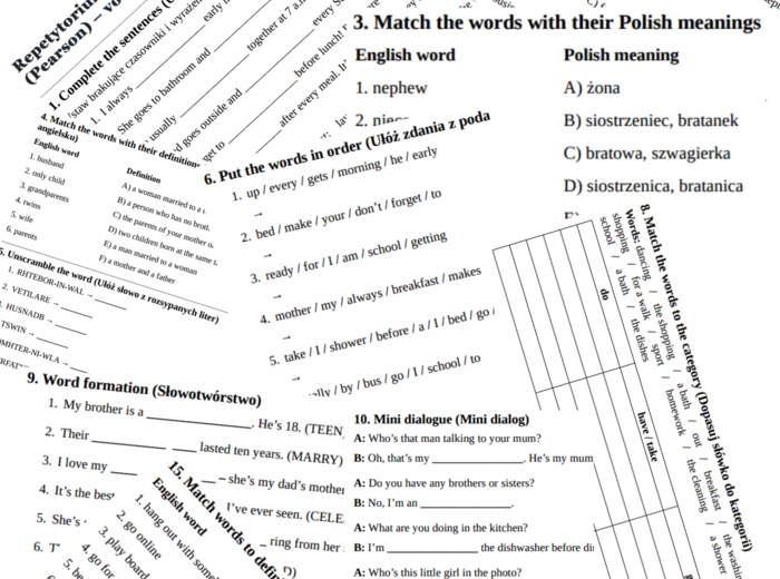 Repetytorium dla szkoły podstawowej cz. 1 (Pearson) – Unit 3 – vocabulary revision