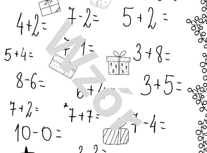 Świąteczne karty pracy z matematyki dla klasy I