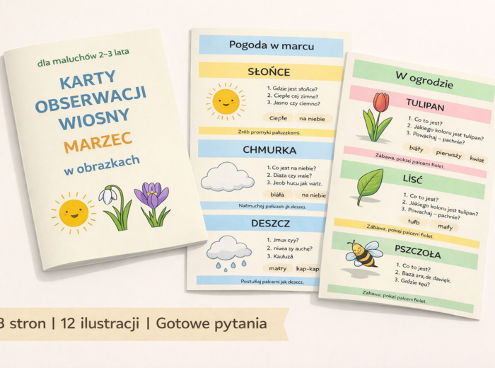 Marzec w obrazkach – karty obserwacji wiosny dla maluchów