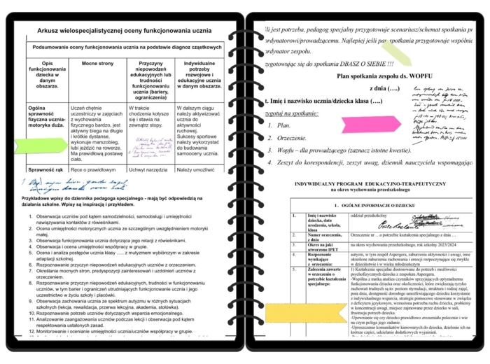 Pedagog specjalny - dokumenty-Wopfu,Ipet,wpisy do dziennika, scenariusz spotkania ipet/wopfu