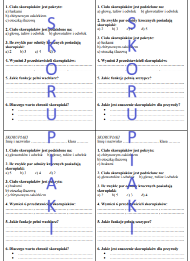 SKORUPIAKI - KARTKÓWKA