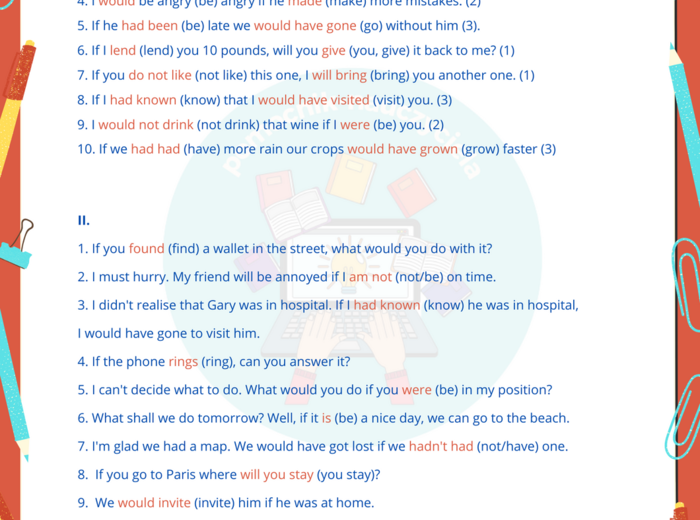 Okresy warunkowe, Zdania z if