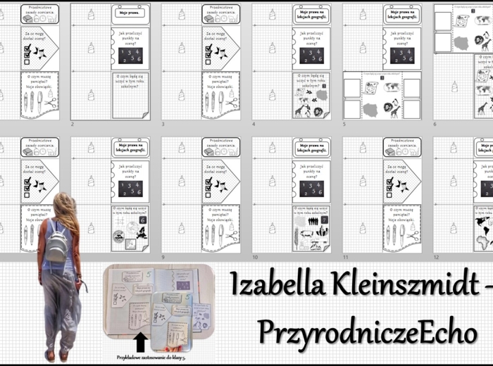 Przedmiotowe zasady oceniania (PZO) z geografii (do klas 5, 6, 7 i 8). Interaktywne notatki do wycinania, zginania i wypełniania przez ucznia. Zestaw 5-8.