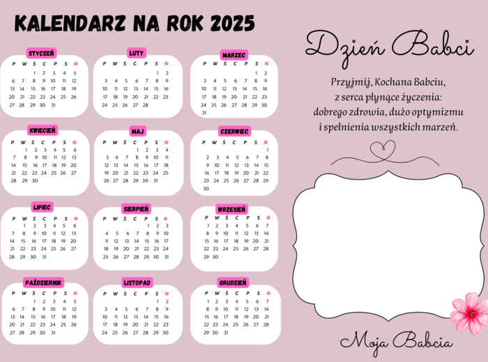 Dzień Babci i Dziadka - kalendarz na 2025 rok