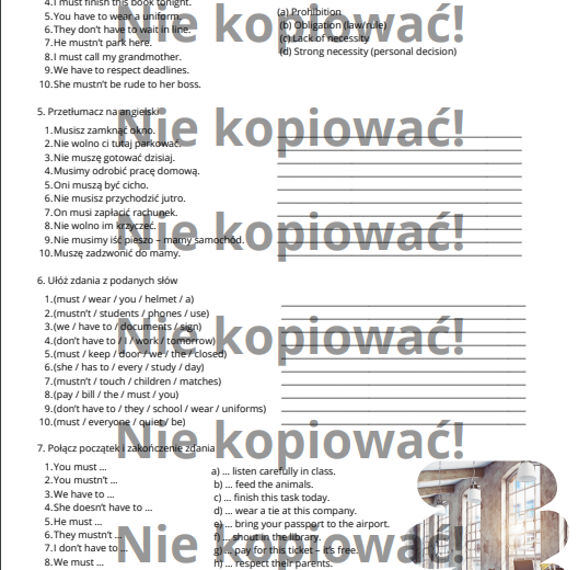 Karta pracy: Must czy Have to? B1