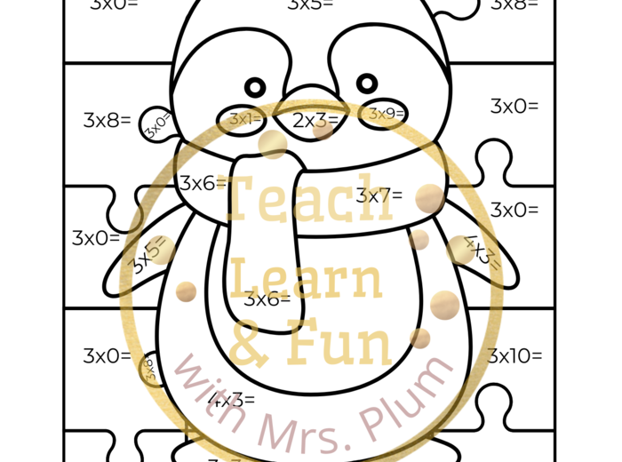 Kolorowa matematyka – mnożenie ×3 z uroczym pingwinkiem!