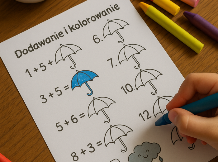 Karta pracy „Deszczowe zadania matematyczne”