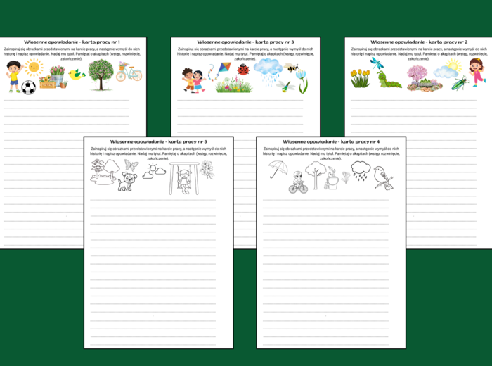 Wiosenne OPOWIADANIE – karta pracy – ćwiczenia redakcyjne – wiosna - 5 wersji