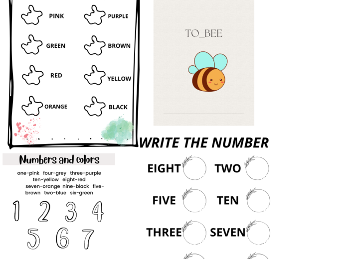 Colors and numbers worksheets