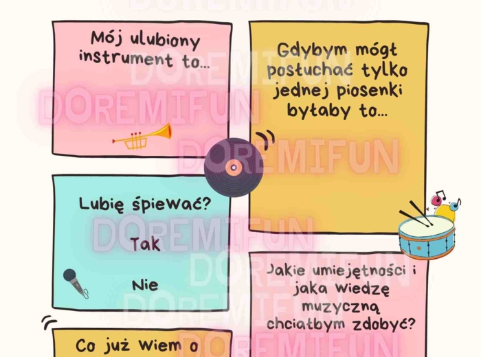 Muzyka i ja - karta pracy na pierwsza lekcje muzyki