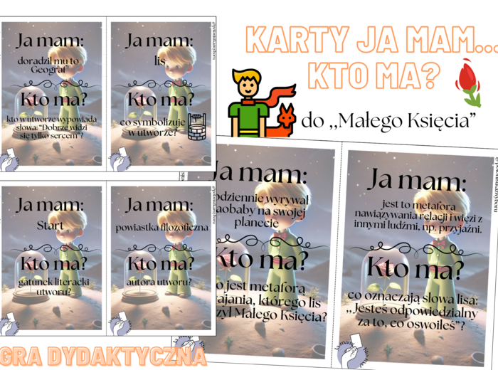 Karty Ja mam... Kto ma? do lektury "Mały Książę", egzamin ósmoklasisty
