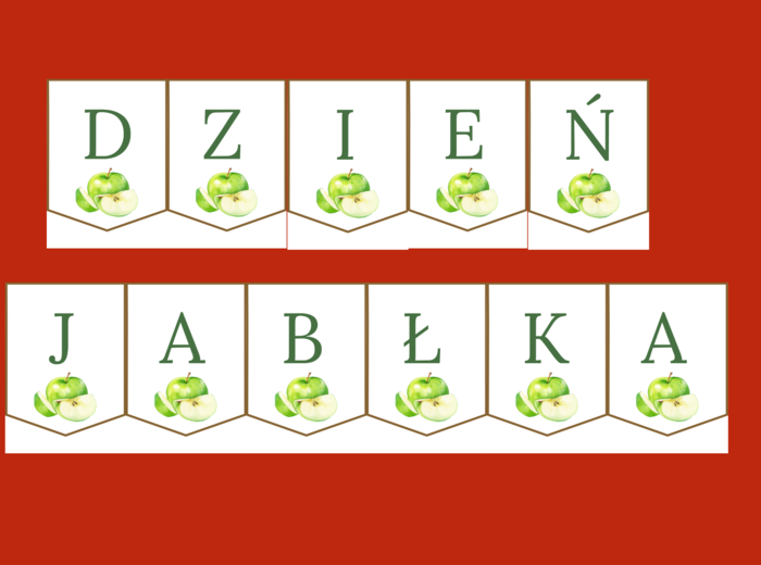 DZIEŃ JABŁKA – girlanda – napis – gazetka – szkoła – wersja 2