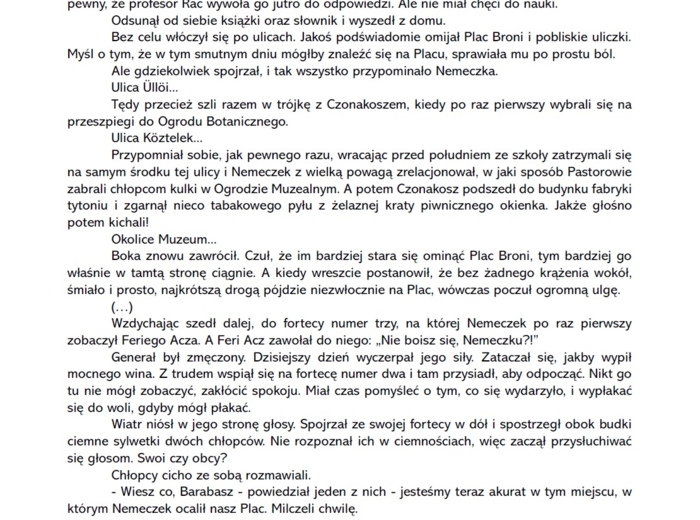 Karta pracy "Chłopcy z Placu Broni" - krytyczne czytanie