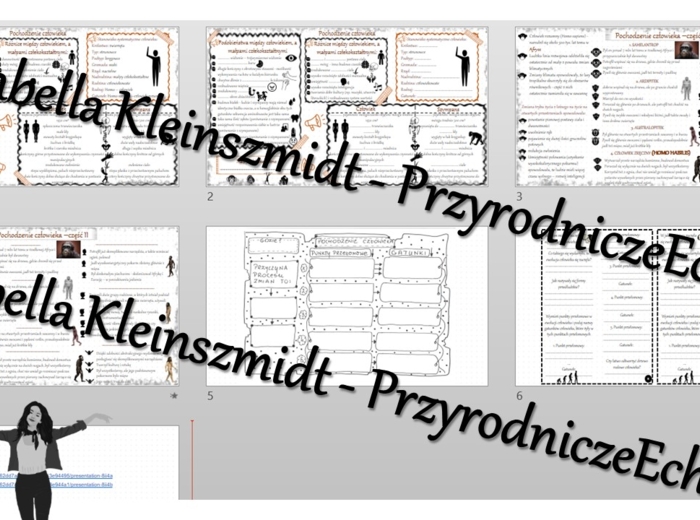 Minizestaw na temat „Pochodzenie człowieka”– sketchnotka + karta pracy w power point + gratisowy link do prezentacji multimedialnej niekomercyjnej wykonanej w genial.ly do indywidualnego pobrania i użycia do celów niekomercyjnych. Biologia 8, „Ewolucja”