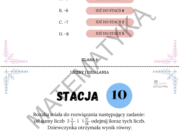 Stacje zadaniowe – liczby i działania