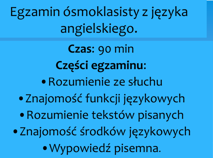 Egzamin ósmoklasisty - prezentacja / opis egzaminu