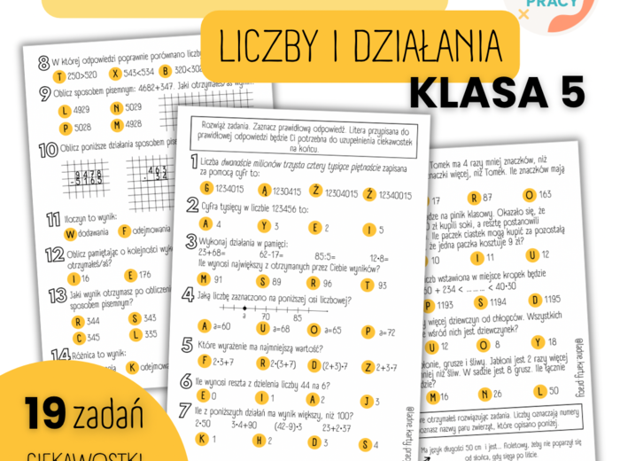 POWTÓRZENIE MATERIAŁU – Liczby i działania – KLASA 5