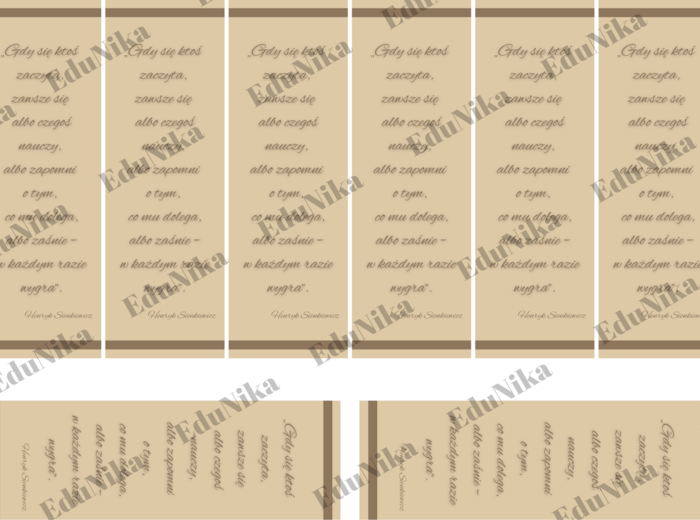 Zakładki na zakończenie roku, nagroda, upominek, czytelnictwo, dwustronne, z cytatem