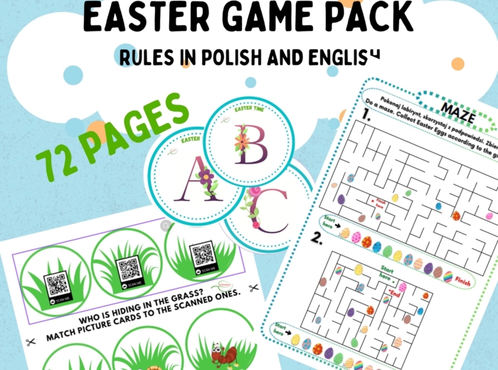 Easter Game Pack Zestaw gier na Wielkanoc i wiosnę: karty pracy, zabawy w j. angielskim i polskim. Dobre dla SPE, Rewalidacja, ZR, RI