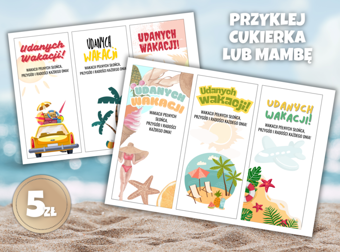 Laurki wakacyjne z miejscem na cukierka 6 wzorów