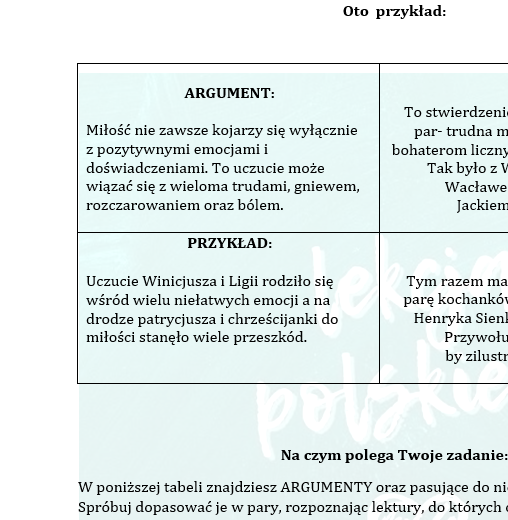 ROZPRAWKA-WPRAWKI. ARGUMENT A PRZYKŁAD.