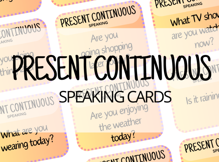 Present Continuous – 80 speaking questions – karty do speakingu – angielski – mówienie – egzamin ósmoklasisty – matura ustna