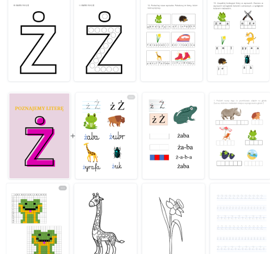 LITERA Ż - ZADANIA DLA PRZEDSZKOLAKÓW, ĆWICZENIA UTRWALAJĄCE LITERĘ 28 STRON