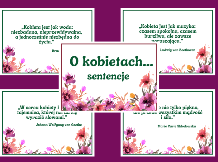 SENTENCJE o kobietach - DZIEŃ KOBIET – gazetka – biblioteka – świetlica – 16 stron – wersja 2