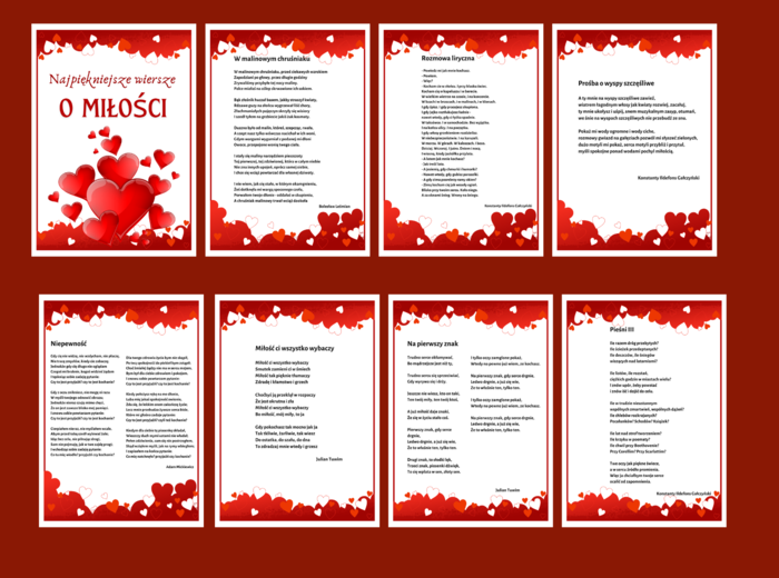 WALENTYNKI – DZIEŃ KOBIET - miłość - biblioteka – świetlica – WIERSZE – GAZETKA – 20 stron - wersja 1