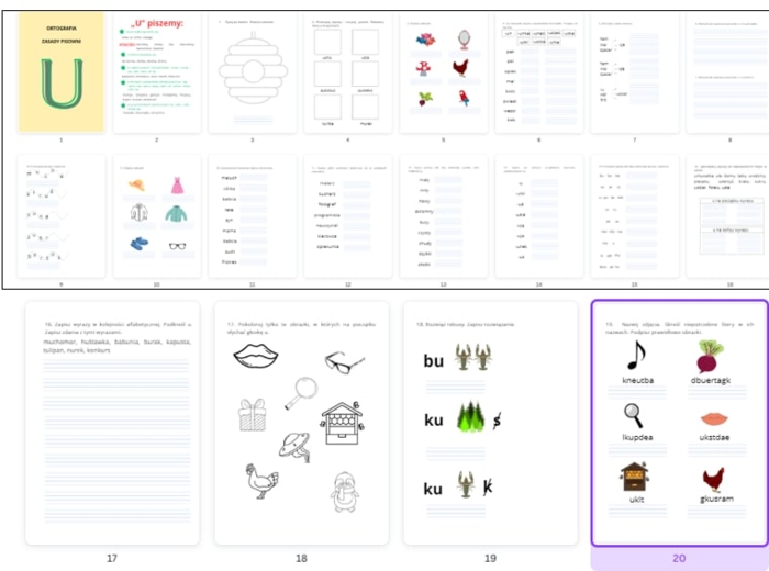 Ortografia U - regułki + zadania