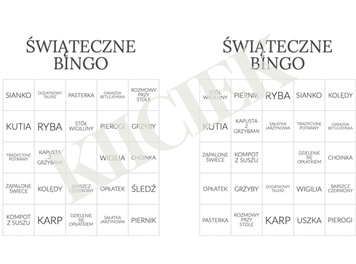 ŚWIĄTECZNE KALAMBURY I BINGO - GODZINA WYCHOWAWCZA, WIGILIA KLASOWA
