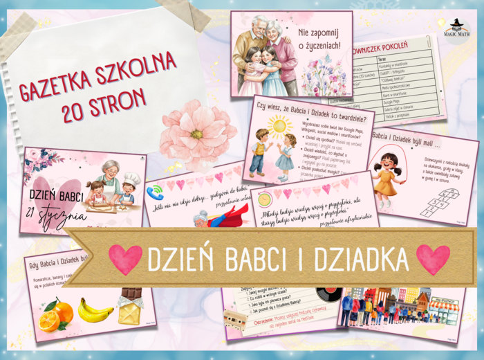 DZIEŃ BABCI I DZIADKA – GAZETKA szkolna A4 do druku | klasy 4–8