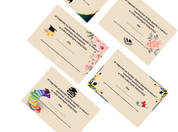 Wklejki do nagród książkowych dla uczniów na koniec roku szkolnego 2024/2025