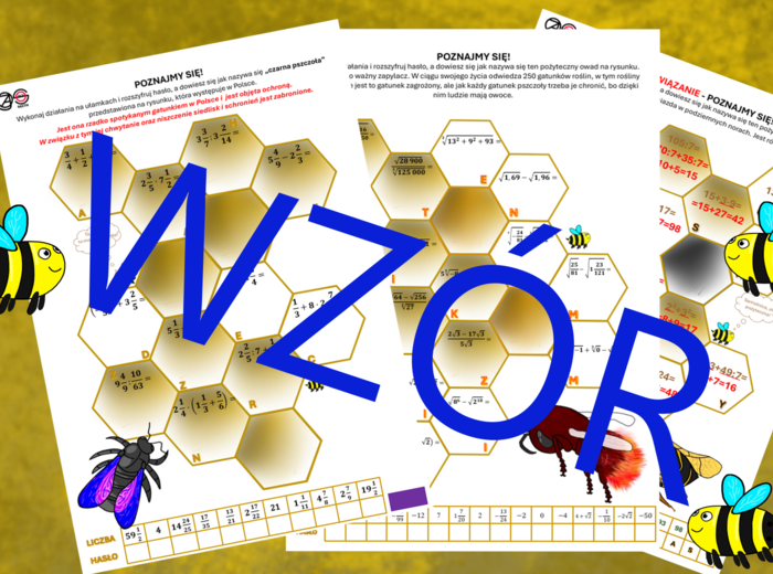 (klasa 4-8) Działania na liczbach naturalnych, ułamkach zwykłych dodatnich, pierwiastkach (3 karty pracy).
