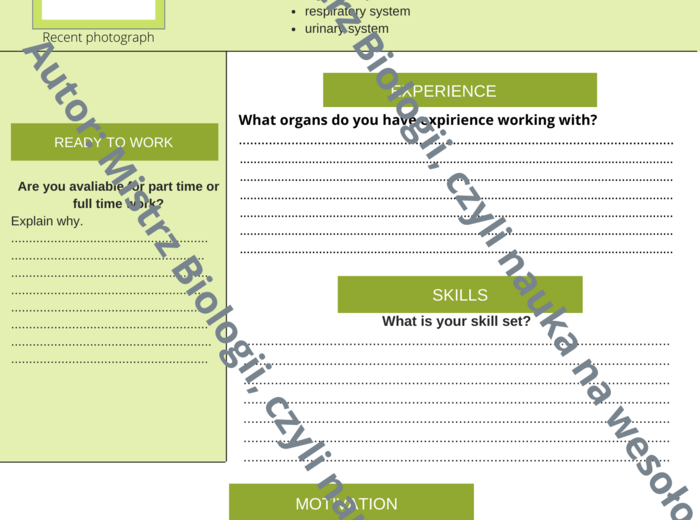 Podanie o pracę narządu - wersja eng!