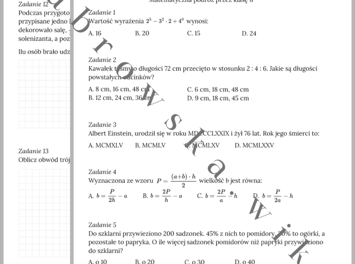 Matematyczna Podróż przez klasę 8
