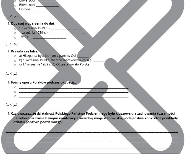 KARTA PRACY - II WOJNA ŚWIATOWA - MATERIAŁ DYDAKTYCZNY