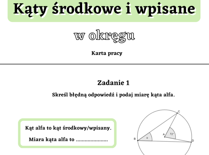 Kąty środkowe i wpisane - szkoła średnia :-)