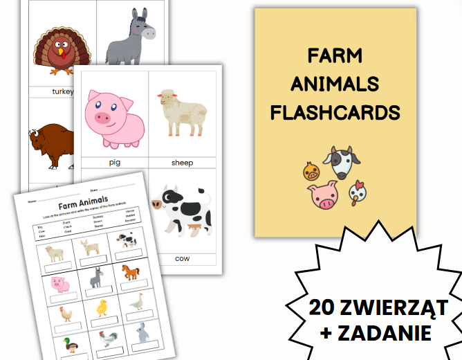 Fiszki zwierzęta na farmie - FARM ANIMALS FLASCARDS