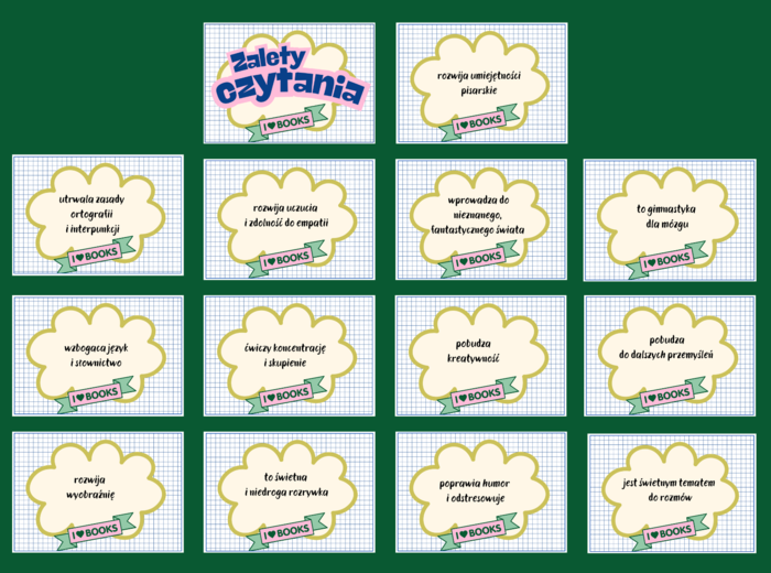 ZALETY CZYTANIA KSIĄŻEK – gazetka – biblioteka – świetlica - język polski – 14 stron – wersja 5