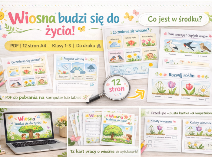 Wiosna budzi się do życia – zestaw kart pracy przyrodniczych