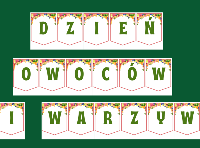 DZIEŃ OWOCÓW I WARZYW – biblioteka – świetlica – girlanda – gazetka – wersja 1